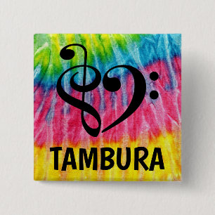 Treble Clef Bass Clef Musical Heart Tambura 15 Cm Square Badge