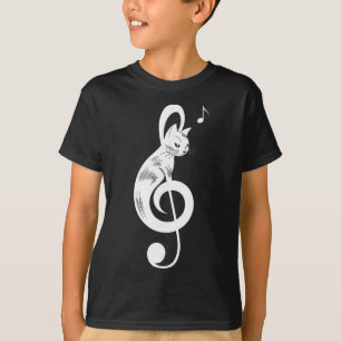 Treble Clef Black Cat Music Kitten Notes Musician T-Shirt