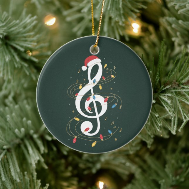 Treble Clef Christmas Lights Music Lover Musician Ceramic Tree Decoration (Tree)