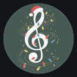 Treble Clef Christmas Lights Music Lover Musician Classic Round Sticker<br><div class="desc">Treble Clef Christmas Lights Music Lover Instrument Musician</div>