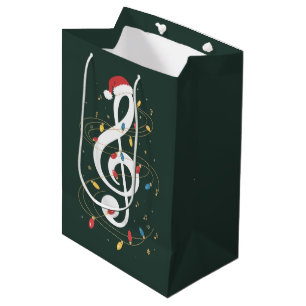 Treble Clef Christmas Lights Music Lover Musician Medium Gift Bag