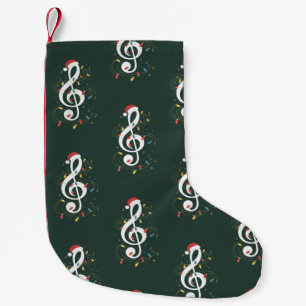 Treble Clef Christmas Lights Music Lover Musician Small Christmas Stocking