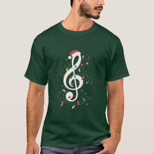 Treble Clef Christmas Lights Music Lover Musician T-Shirt