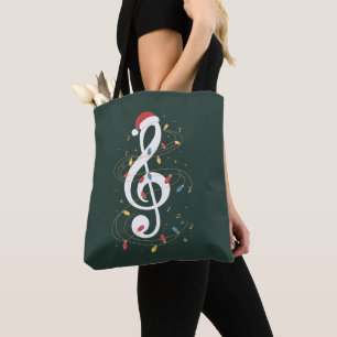 Treble Clef Christmas Lights Music Lover Musician Tote Bag