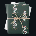 Treble Clef Christmas Lights Music Lover Musician Wrapping Paper Sheet<br><div class="desc">Treble Clef Christmas Lights Music Lover Instrument Musician</div>
