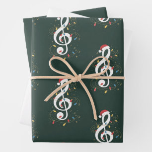Treble Clef Christmas Lights Music Lover Musician Wrapping Paper Sheet