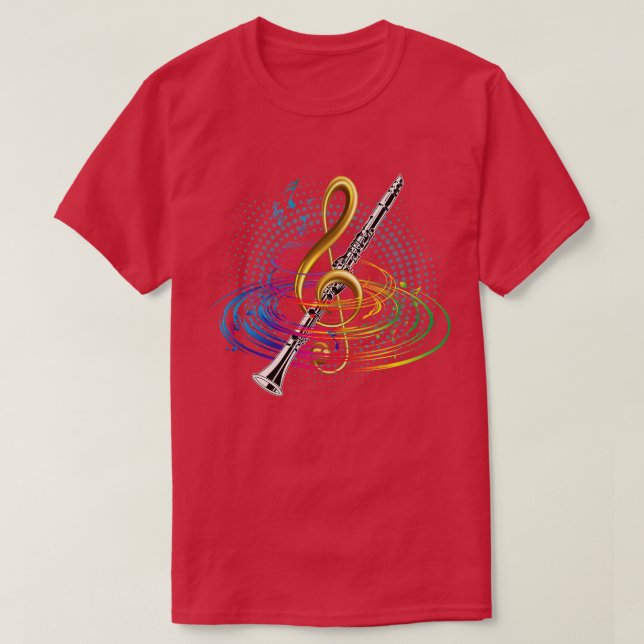 Treble Clef Clarinet T-Shirt (Design Front)