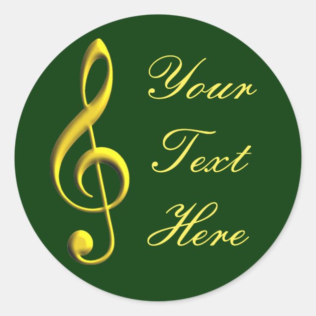 Treble Clef Classic Round Sticker (Front)