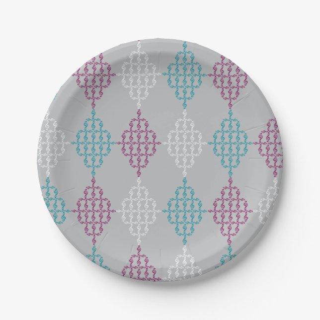 Treble Clef Diamonds Paper Plate (Front)
