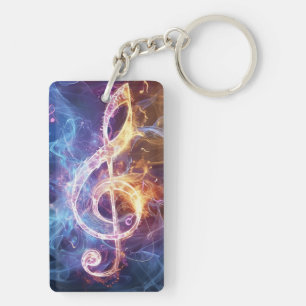 Treble Clef Digital Art Key Ring