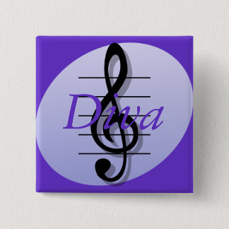 Treble Clef, Diva 15 Cm Square Badge
