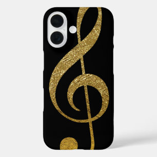 Treble Clef - faux gold musical note iPhone 16 Case