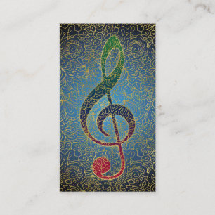 Treble Clef Gold Filigree - Colourful Music Business Card