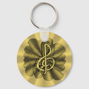 Treble Clef Gold Metallic Customisable Key Ring
