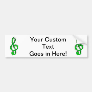 Treble Clef Graphic Design Light Green Bumper Sticker