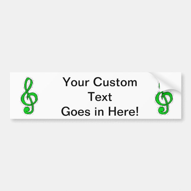 Treble Clef Graphic Design Light Green Bumper Sticker (Front)