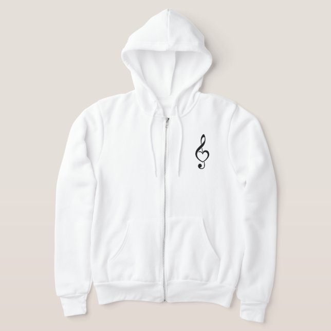 Treble Clef Heart Music Note Hoodie (Laydown)