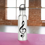 Treble Clef Heart Music Note Personalised 710 Ml Water Bottle<br><div class="desc">This music themed design is the perfect gift choice for a singer,  musician,  band or anyone who loves music.</div>