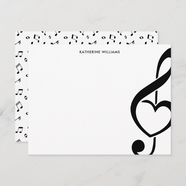Treble Clef Heart Music Note Personalised Card (Front/Back)