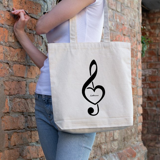 Treble Clef Heart Music Note Personalised Tote Bag (Creator Uploaded)