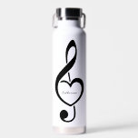 Treble Clef Heart Music Note Personalised Water Bottle<br><div class="desc">This music themed design is the perfect gift choice for a singer,  musician,  band or anyone who loves music.</div>