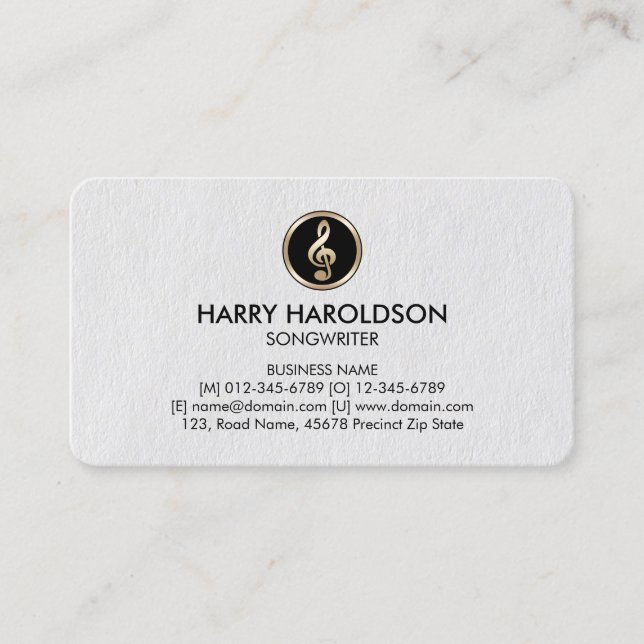 Treble Clef Icon Songwriter Premium Business Card (Front)