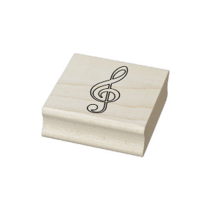 Treble clef in Black Lines Silhouette Rubber Stamp