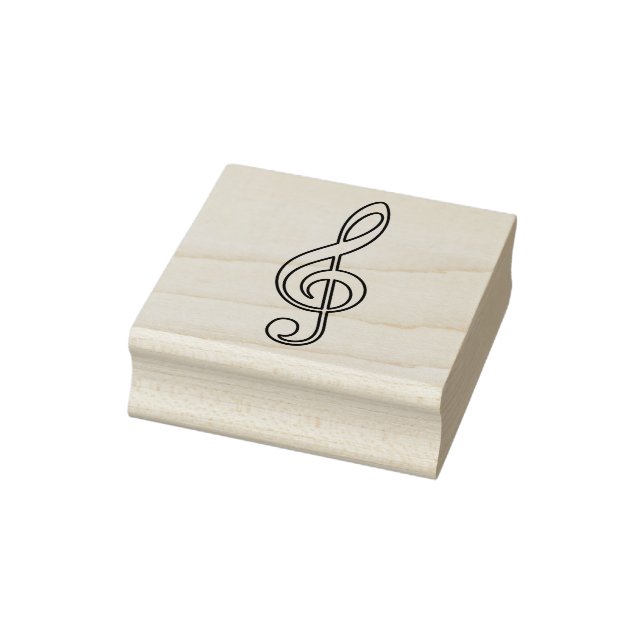 Treble clef in Black Lines Silhouette  Rubber Stamp (Stamp)