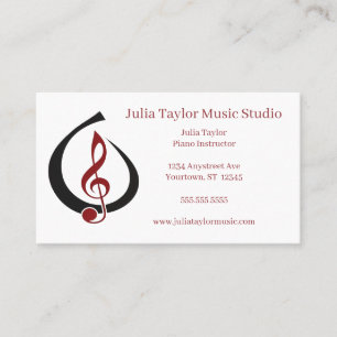 Treble Clef in Open Teardrop Music Teacher Business Card
