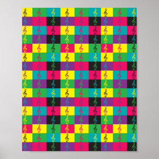 Treble Clef Music Colourful Poster