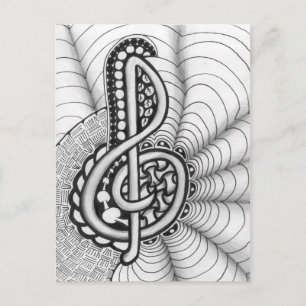 Treble Clef Music Doodle Postcard