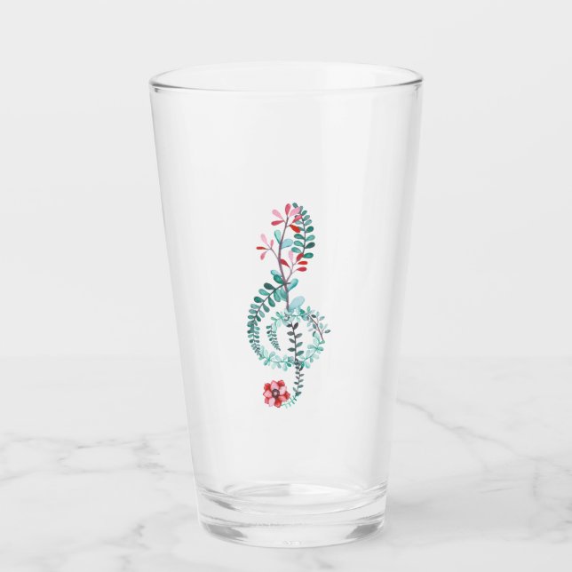 Treble Clef Music Gift Musician Teacher Band Glass (Front)