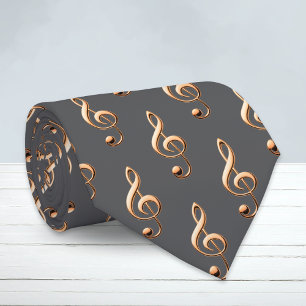 Treble Clef Music Lover's Gray Patterned Tie