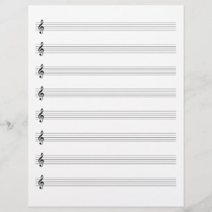 Treble Clef Music Manuscript Paper Staffs Blank Custom Letterhead