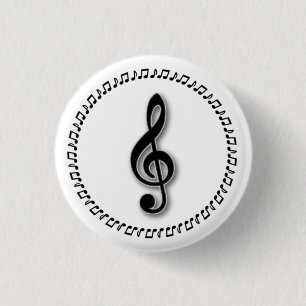 Treble Clef Music Note Design 3 Cm Round Badge