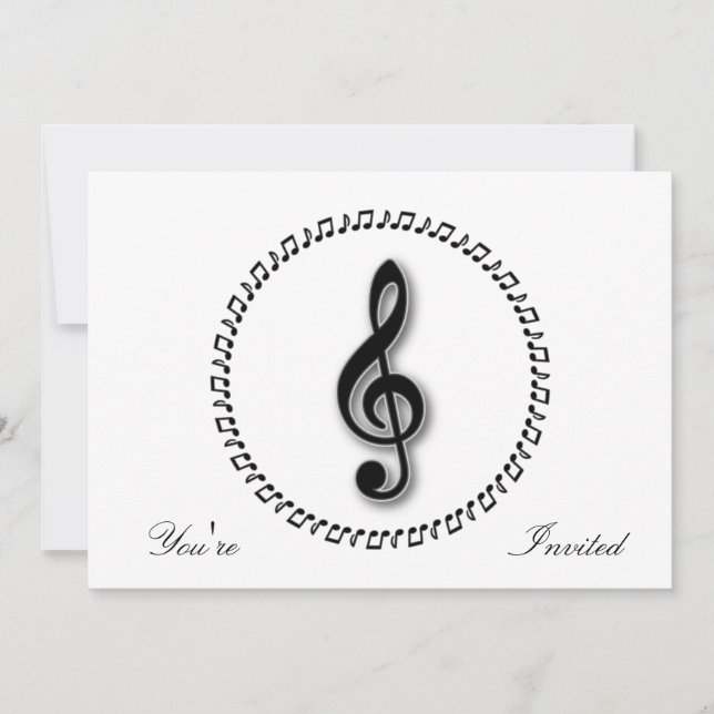Treble Clef Music Note Design Invitation (Front)