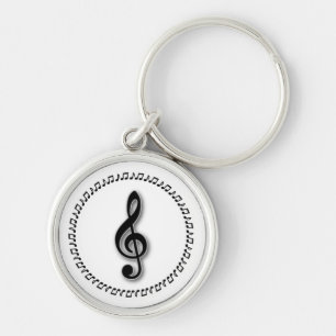 Treble Clef Music Note Design Key Ring