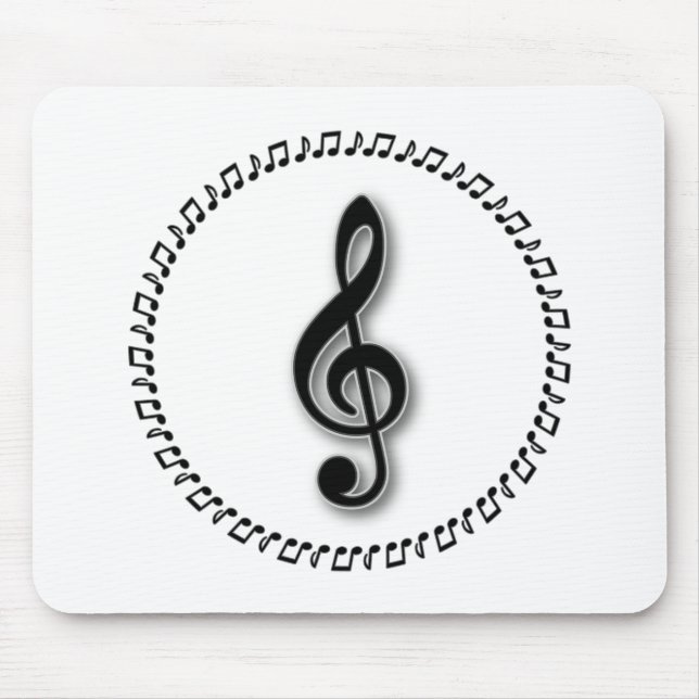 Treble Clef Music Note Design Mouse Mat (Front)