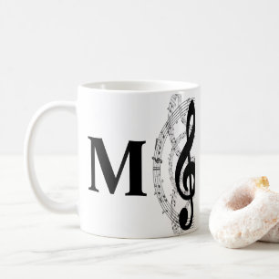 treble clef music note musician monogram  coffee mug