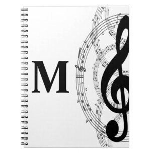 treble clef music note musician monogram  notebook