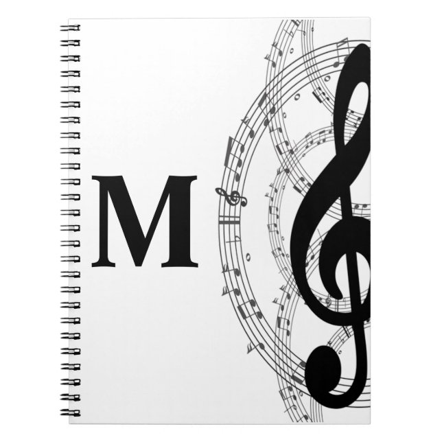 treble clef music note musician monogram  notebook (Front)