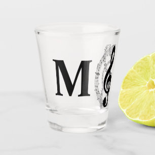 treble clef music note musician monogram  shot glass