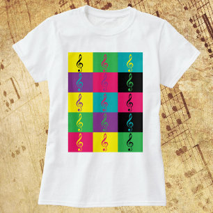 Treble Clef Music Pattern Bright Colourful T-Shirt