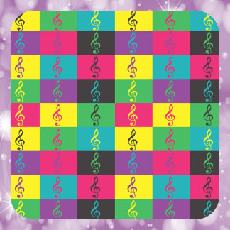 Treble Clef Music Symbol Pattern Bright Square Sticker