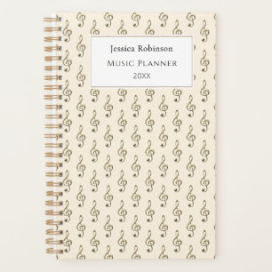 Treble Clef Music Symbol Pattern Stylish Cream Planner