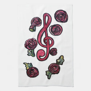 Treble Clef Music teacher Art Tea Towel