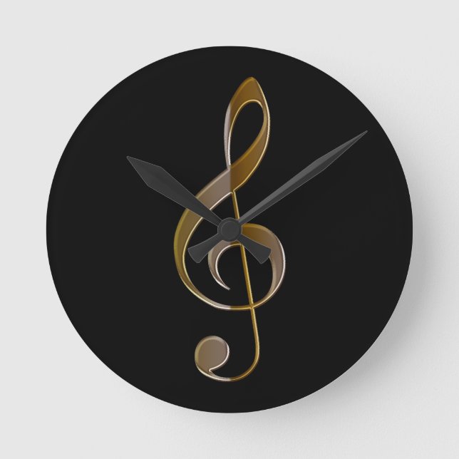 Treble Clef Music-themed Wall Clock (Front)