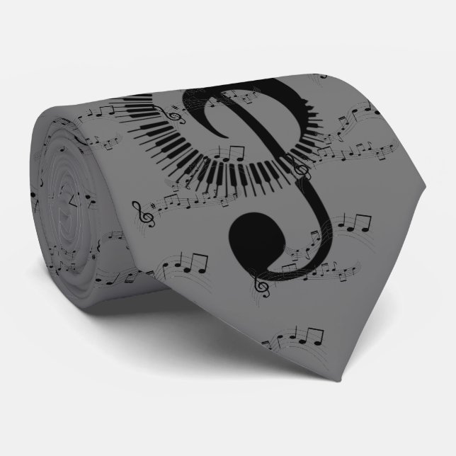 Treble Clef Music Tie (Rolled)