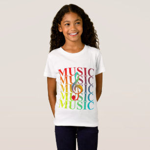 Treble Clef Music Typography Colourful Graphic T-Shirt