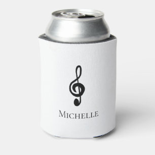 Treble Clef Musical Black White Can Cooler
